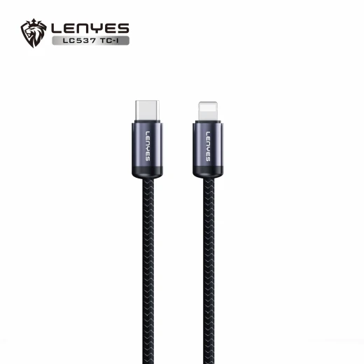 كابل بيانات لينيس LC537-TC مضفر من USB إلى Type-C بطول 1 متر أسود شحن سريع ومزامنة - لينيس - Image 3