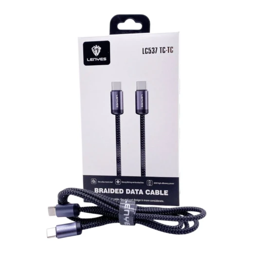 كابل بيانات لينيس LC537-TC مضفر من USB إلى Type-C بطول 1 متر أسود شحن سريع ومزامنة - لينيس - Image 2