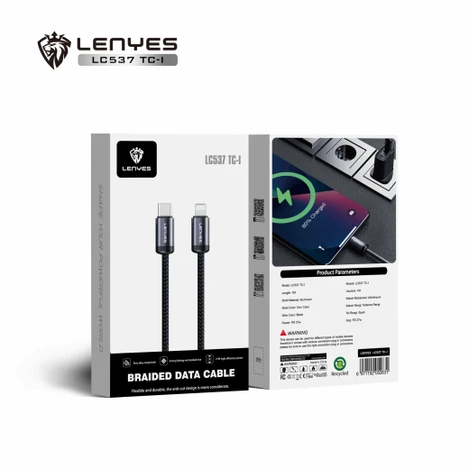 كابل بيانات لينيس LC537-TC مضفر من USB إلى Type-C بطول 1 متر أسود شحن سريع ومزامنة كابل بيانات لينيس LC537-TC مضفر من USB إلى Type-C بطول 1 متر أسود شحن سريع ومزامنة