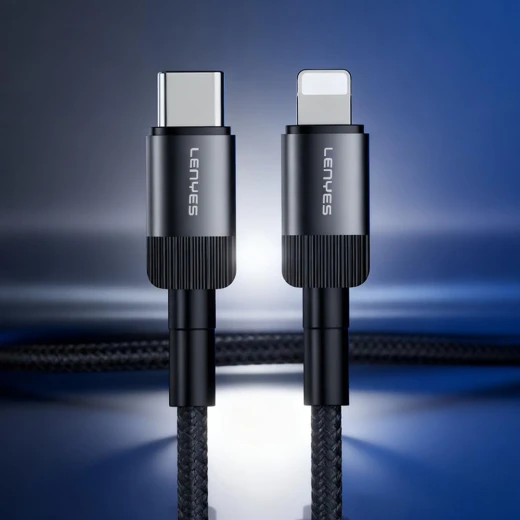 Lenyes LC-546 TC-TC 27W Unbreakable Type-C to Lightning 1.2M Cable Grey with Power Delivery and 3A Quick Charge Support - Lenyes - Image 3