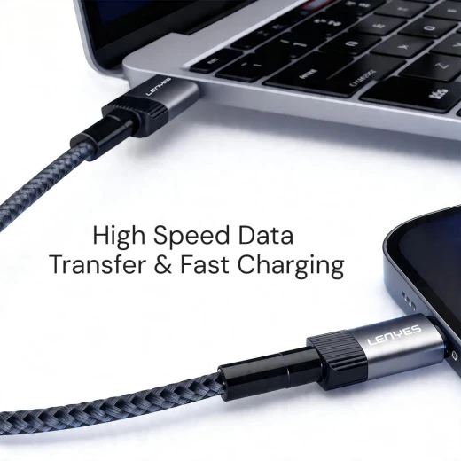 Lenyes LC-546 TC-TC 27W Unbreakable Type-C to Lightning 1.2M Cable Grey with Power Delivery and 3A Quick Charge Support - Lenyes - Image 6
