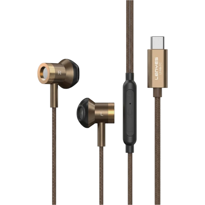 Lenyes LF106 Type-C Wired Earphones with 14mm Hi-Fi Drivers Inline Mic and 1.2m Tangle-Free Cable Ergonomic Lightweight - Lenyes