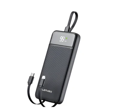 باور بانك لينيس PX255D بسعة 20000 مللي أمبير شحن سريع 22.5 واط أسود مع شاشة LED رقمية - لينيس