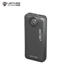 باور بانك لينيس موديل PX287D سعة 20000 مللي أمبير شحن سريع 22.5 واط مع كابلات مدمجة Type-C و Lightning وشاشة رقمية ذكية
