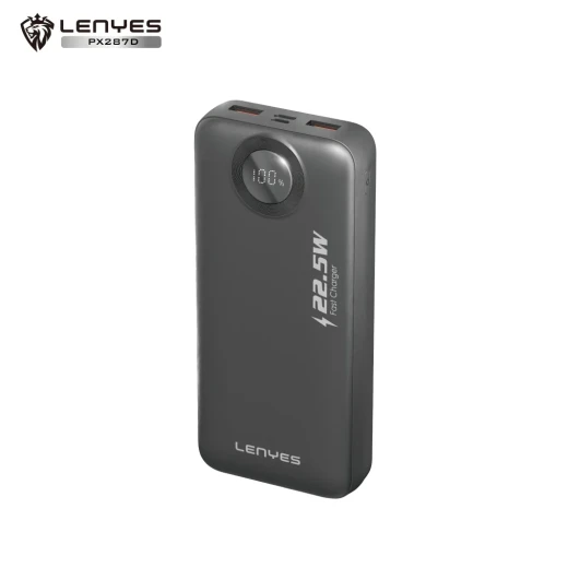 Lenyes Power Bank PX287D 20000mAh Fast Charging 22.5W with Built-in Type-C and Lightning Cables Smart Digital Display Lenyes Power Bank PX287D 20000mAh Fast Charging 22.5W with Built-in Type-C and Lightning Cables Smart Digital Display