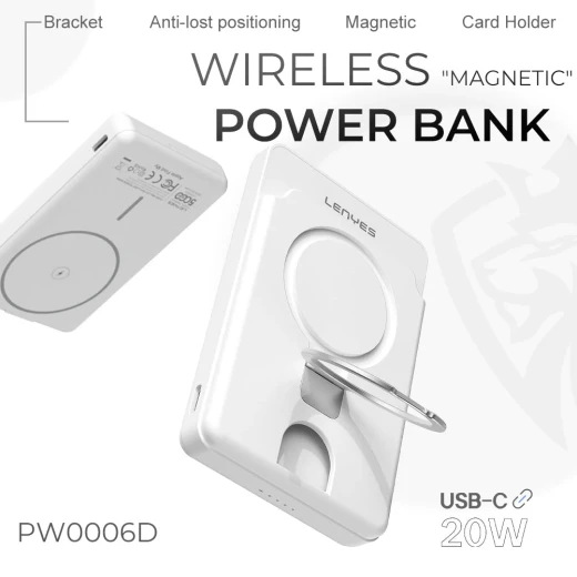 باور بانك لينييس PW006D لاسلكي مغناطيسي 5000 مللي أمبير شحن MagSafe سريع 15 واط شحن PD 20 واط مدمج للغاية أبيض باور بانك لينييس PW006D لاسلكي مغناطيسي 5000 مللي أمبير شحن MagSafe سريع 15 واط شحن PD 20 واط مدمج للغاية أبيض