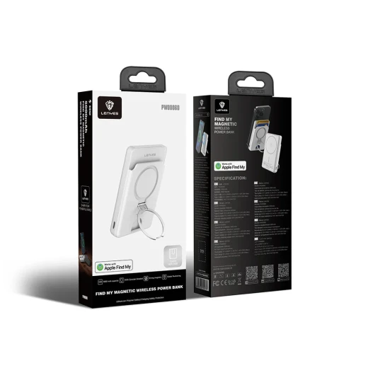 باور بانك لينييس PW006D لاسلكي مغناطيسي 5000 مللي أمبير شحن MagSafe سريع 15 واط شحن PD 20 واط مدمج للغاية أبيض - لينيس - Image 2