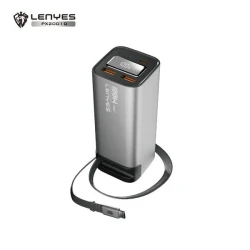 باور بانك لينيس PX2001D بسعة 20000 مللي أمبير، شحن سريع USB-C بقوة 100 واط، متوافق مع اللابتوب، كابل مدمج قابل للسحب، فضي