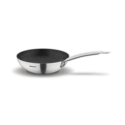 Korkmaz Steel Frying Pan 2.5 Liters 28x5.3 cm Silver Durable Cookware for Everyday Use