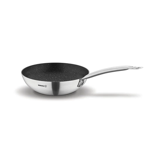 Korkmaz Steel Frying Pan 2.5 Liters 28x5.3 cm Silver Durable Cookware for Everyday Use - Korkmaz