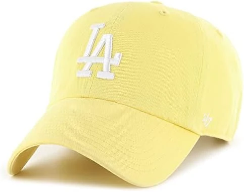 قبعة بيسبول 47 براند LA Dodgers CLEAN UP بلون أصفر ذرة قطن بحزام قابل للتعديل للبالغين قبعة بيسبول 47 براند LA Dodgers CLEAN UP بلون أصفر ذرة قطن بحزام قابل للتعديل للبالغين