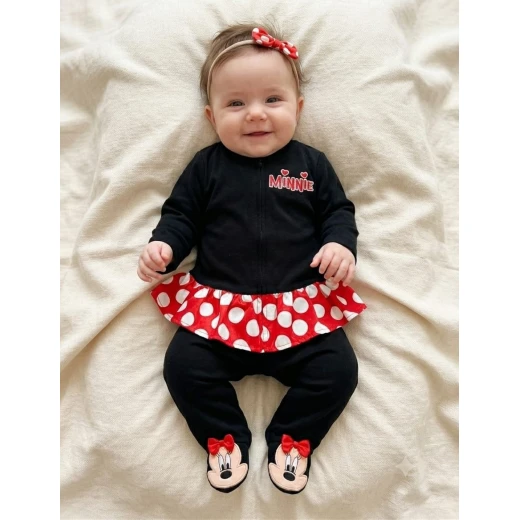 Minnie Mouse Baby Footed Sleepsuit, One-Piece Soft Baby Sleepsuit with Footed Design, Comfortable Newborn Sleepwear, Suitable for 0–3 Months, Ideal for Everyday Wear Minnie Mouse Baby Footed Sleepsuit, One-Piece Soft Baby Sleepsuit with Footed Design, Comfortable Newborn Sleepwear, Suitable for 0–3 Months, Ideal for Everyday Wear