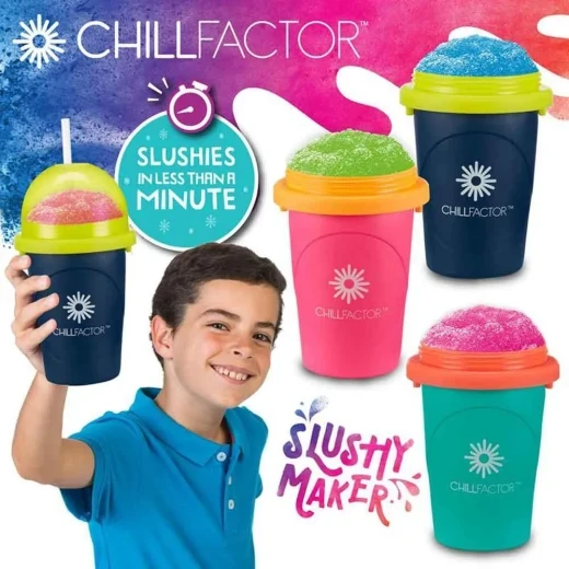 كوب صانع السلاش من تشيل فاكتور (ChillFactor Slushy Maker) باللون الأخضر النيوني واالزهر والكحلي.يعتمد هذا المنتج على تقنية التجميد السريع لتحويل المشروبات السائلة إلى سلاش مثلج في ثوانٍ معدودة من خلال الضغط المستمر على جوانب الكوب - كرييتيفز - Image 6