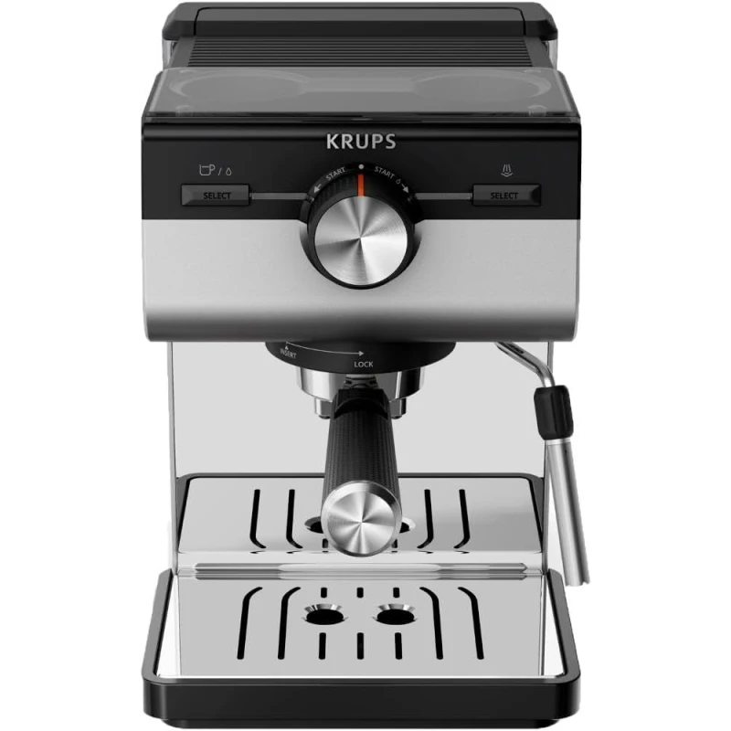 ماكينة إسبريسو كروبس أوثنتيك+ XP384E10 بقدرة 1450 واط وضغط 15 بار – آلة قهوة يدوية مع عصا تبخير للحليب، فضي - كروبس