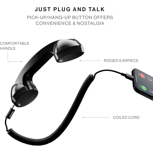 هاتف Native Union Pop Phone اللاسلكي بتصميم هاتف قديم مع USB-C لأجهزة iPhone و iPad واللابتوب والتابلت وأجهزة Samsung باللون الأسود - نيتف يونيون - Image 2