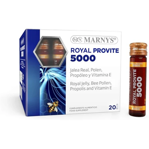 Marnys Royal Provite 5000 Vials with High Concentration Royal Jelly, Bee Pollen, Propolis, and Vitamin E for Energy Support, 20 x 11ml Marnys Royal Provite 5000 Vials with High Concentration Royal Jelly, Bee Pollen, Propolis, and Vitamin E for Energy Support, 20 x 11ml