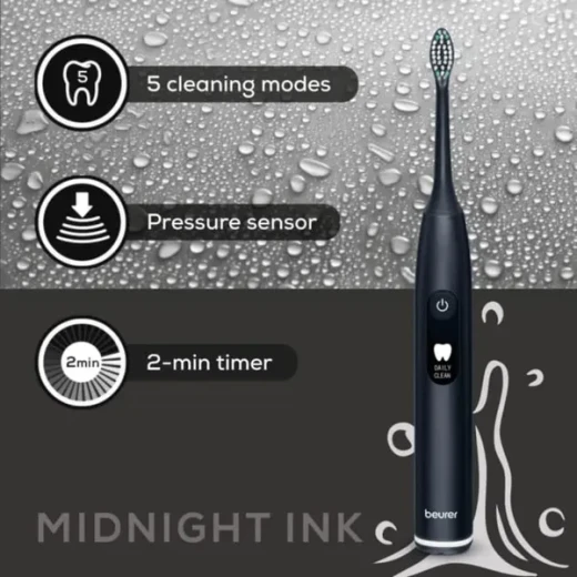 Beurer SC 50 Midnight Ink Sonic Electric Toothbrush with 5 Cleaning Modes and Pressure Sensor Black - Beurer - Image 4