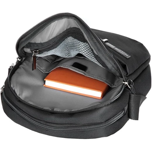 American Tourister Nobeltone Vertical Shoulder Bag Black Polyester Lightweight with Organizer and Adjustable Strap 5L Capacity - Image 6