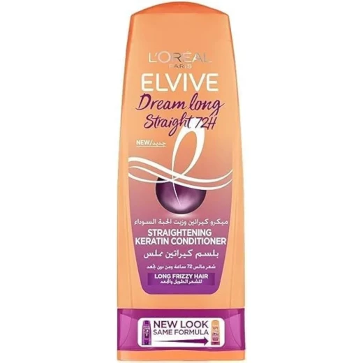 L'Oreal Paris Keratin Smoothing Conditioner for Intense Nourishment and Shine, Restores Damaged Hair, Fights Frizz, and Enhances Natural Shine for All Hair Types, 360 ml Bottle L'Oreal Paris Keratin Smoothing Conditioner for Intense Nourishment and Shine, Restores Damaged Hair, Fights Frizz, and Enhances Natural Shine for All Hair Types, 360 ml Bottle
