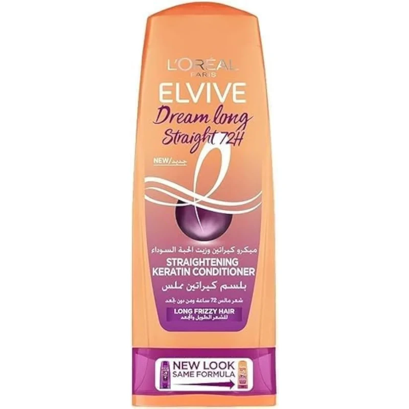 L'Oreal Paris Keratin Smoothing Conditioner for Intense Nourishment and Shine, Restores Damaged Hair, Fights Frizz, and Enhances Natural Shine for All Hair Types, 360 ml Bottle - L'Oreal Paris