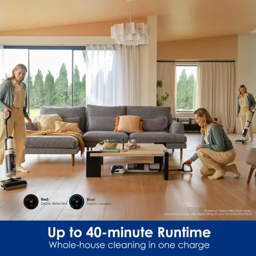 تينكو Floor One Stretch S6 Pro مكنسة كهربائية للتنظيف الرطب والجاف | تصميم مسطح بارتفاع 13 سم للوصول أسفل الأثاث | مدة تشغيل تصل إلى 40 دقيقة | اللونان الأسود والأبيض - تينكو - Image 8