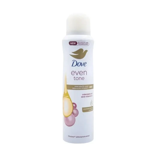 Dove Even Tone Deodorant Spray with Calendula Oil 150ml for Effective Odor Protection and Smoother Underarms Dove Even Tone Deodorant Spray with Calendula Oil 150ml for Effective Odor Protection and Smoother Underarms