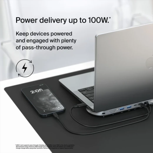 بيلكن Connect محطة إرساء USB-C Pro عالمية 11 في 1 | قاعدة توصيل متعددة المنافذ للحواسيب المحمولة | تدعم توصيل 3 شاشات | شحن سريع Power Delivery بقدرة 100 واط - بيلكين - Image 5