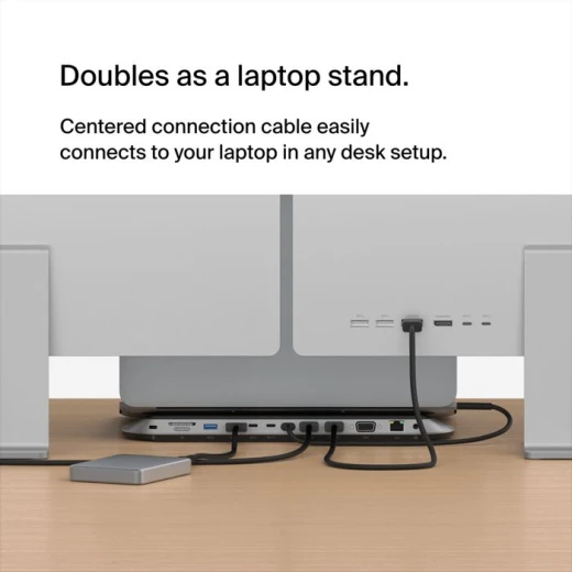 بيلكن Connect محطة إرساء USB-C Pro عالمية 11 في 1 | قاعدة توصيل متعددة المنافذ للحواسيب المحمولة | تدعم توصيل 3 شاشات | شحن سريع Power Delivery بقدرة 100 واط - بيلكين - Image 4