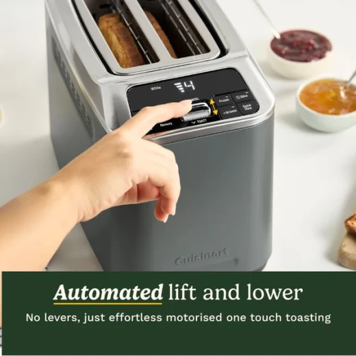 Cuisinart Smart Elite Motorized Digital 2 Slice Toaster Extra Long Slots QuickView Bagel Single Slice Defrost Denim Stainless Steel Finish - Cuisinart - Image 3
