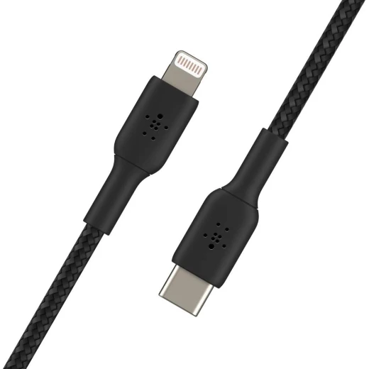 Belkin BoostCharge Nylon Braided USB C to Lightning Cable 6.6ft Black MFi Certified 18W Power Delivery Fast Charging for iPhone 14 13 - Belkin - Image 4