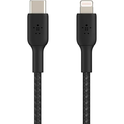 Belkin BoostCharge Nylon Braided USB C to Lightning Cable 6.6ft Black MFi Certified 18W Power Delivery Fast Charging for iPhone 14 13 - Belkin - Image 3