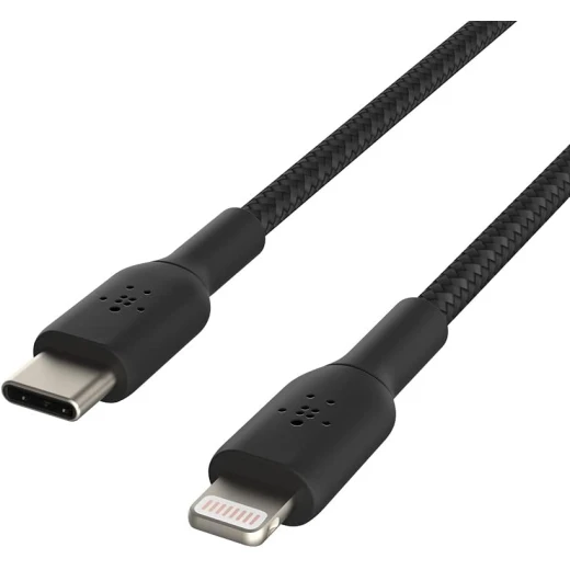 Belkin BoostCharge Nylon Braided USB C to Lightning Cable 6.6ft Black MFi Certified 18W Power Delivery Fast Charging for iPhone 14 13 - Belkin - Image 2