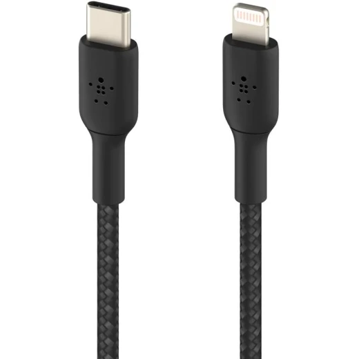 Belkin BoostCharge Nylon Braided USB C to Lightning Cable 6.6ft Black MFi Certified 18W Power Delivery Fast Charging for iPhone 14 13 - Belkin - Image 5