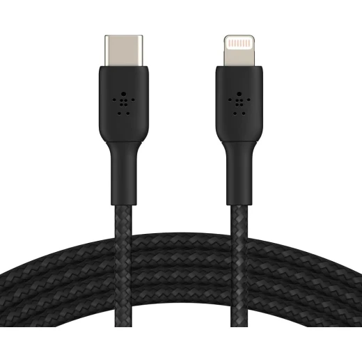 Belkin BoostCharge Nylon Braided USB C to Lightning Cable 6.6ft Black MFi Certified 18W Power Delivery Fast Charging for iPhone 14 13 Belkin BoostCharge Nylon Braided USB C to Lightning Cable 6.6ft Black MFi Certified 18W Power Delivery Fast Charging for iPhone 14 13