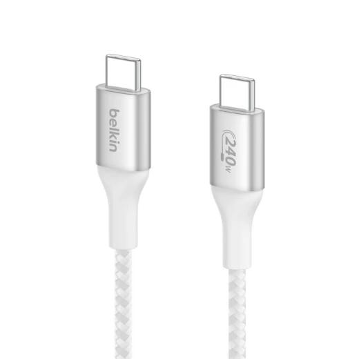 Belkin USB-IF Certified Braided 240W USB-C to USB-C Cable 1 Meter White for Fast Charging Laptops Tablets Smartphones - Belkin - Image 2