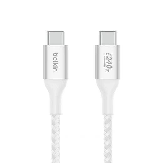 Belkin USB-IF Certified Braided 240W USB-C to USB-C Cable 1 Meter White for Fast Charging Laptops Tablets Smartphones - Belkin - Image 5