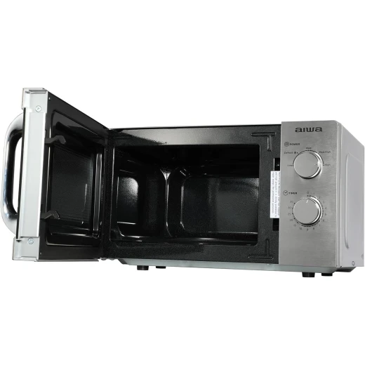 ميكروويف Aiwa MW-200SL بسعة 20 لتر وقوة 700 واط من الستانلس ستيل مع تحكم بمقبض دوار ووظيفة إذابة الجليد باللون الفضي - ايوا - Image 3