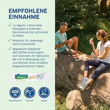 دياسبورال المغنيسيوم 400 إكسترا دايركت، أعواد مغنيسيوم مع مسحوق الفواكه، حبيبات إكسترا كلاس دايركت تحتوي على 400 ملغ مغنيسيوم لكل عود، 50 عودًا - مغنيسيوم دياسبورال - Image 2