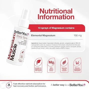 BetterYou Magnesium Muscle Body Spray - Muscle Relief Spray - Magnesium, Arnica, and Lemon Oil - Gentle Heat for Muscle and Joint Recovery - 3.38 oz - BetterYou - Image 3