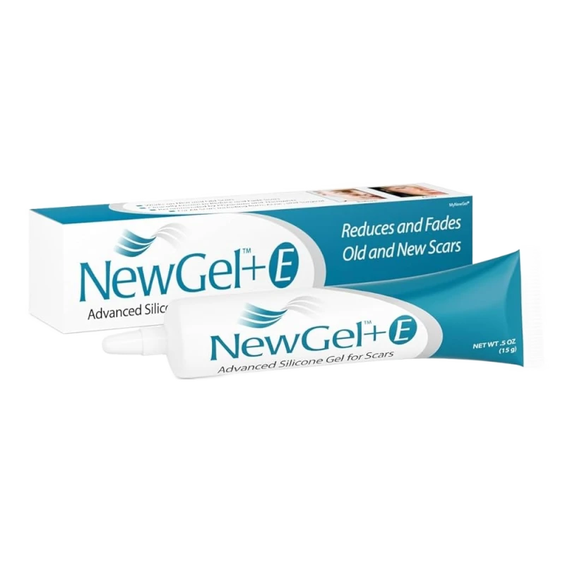 NewGel+E Medical Silicone Scar Gel 15g with Vitamin E – Reduces Surgery, Injury & Acne Scars, Improves Skin Texture & Appearance