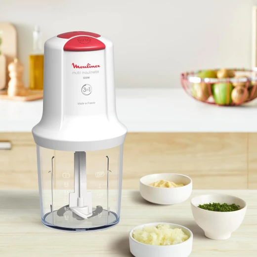 Moulinex Multi Moulinette Mini Chopper White 500 ml 300 Watts Safety Lock Plastic Bowl - MOULINEX - Image 2
