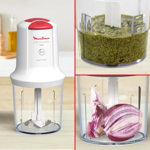 Moulinex Multi Moulinette Mini Chopper White 500 ml 300 Watts Safety Lock Plastic Bowl - MOULINEX - Image 4