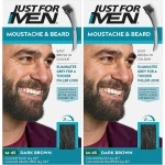 Just for men Moustache & Beard, Beard Dye For Grey Hair With Brush Included, Eliminates Grey For A Thicker & Fuller Look - Colour: Dark Brown, M-45, 2 Count (Pack of 2) - Just for Men