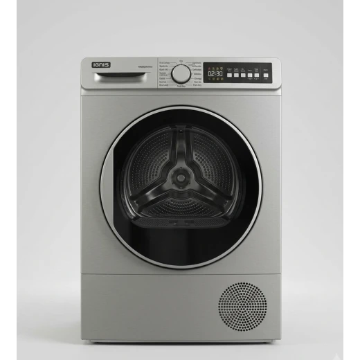 IGNIS 9kg Heat Pump Tumble Dryer, Silver, A++ Energy Rating, 15 Drying Programs, Double Dry Function, Child Lock, Energy Efficient with 3-Year Warranty IGNIS 9kg Heat Pump Tumble Dryer, Silver, A++ Energy Rating, 15 Drying Programs, Double Dry Function, Child Lock, Energy Efficient with 3-Year Warranty
