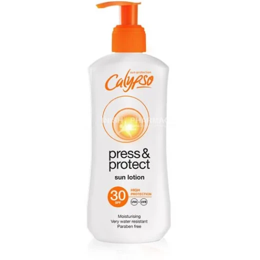 Calypso Press & Protect Sun Lotion SPF30 200ml | Water Resistant UVA/UVB Sunscreen with Anti-Aging Skin Protection