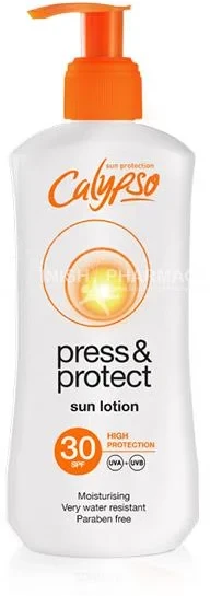 Calypso Press & Protect Sun Lotion SPF30 200ml | Water Resistant UVA/UVB Sunscreen with Anti-Aging Skin Protection