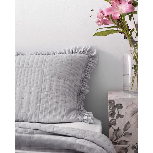 طقم غطاء سرير مدام كوكو ميدوس مزدوج – رمادي، غطاء سرير 230×250 سم مع 2 كيس وسادة، تصميم عصري أنيق من البوليستر لغرفة نوم مميزة - مدام كوكو - Image 5