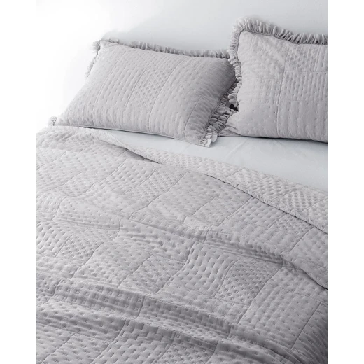 طقم غطاء سرير مدام كوكو ميدوس مزدوج – رمادي، غطاء سرير 230×250 سم مع 2 كيس وسادة، تصميم عصري أنيق من البوليستر لغرفة نوم مميزة - مدام كوكو - Image 7