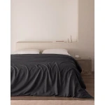 غطاء لحاف مدام كوكو Ciel كينج ساتان قطن 100% 240×220 سم – رمادي غامق، غطاء سرير فاخر وناعم بتصميم أنيق لنوم مريح وديكور غرفة نوم راقٍ - مدام كوكو