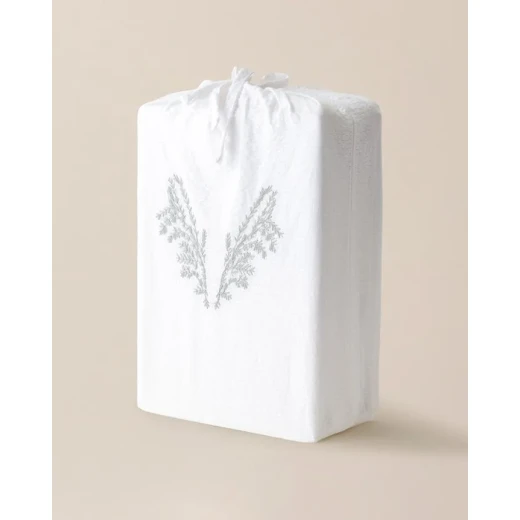 Madame COCO Linda King Size Embroidered Washed Seersucker Duvet Cover Set 240×220 cm – 100% Cotton White/Gray Bedding Set with Flat Sheet & Pillowcases - Madame COCO - Image 4